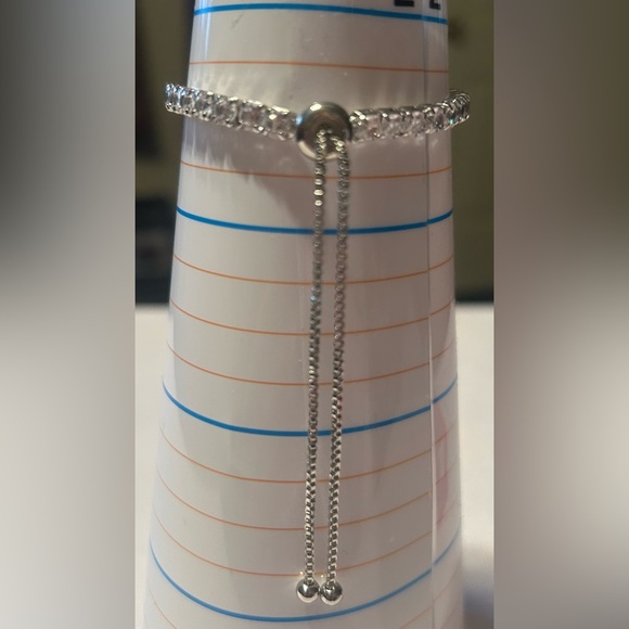 Silver Floral Crystal Slider Bracelet - Sparkling Clear Stones - Picture 5 of 5